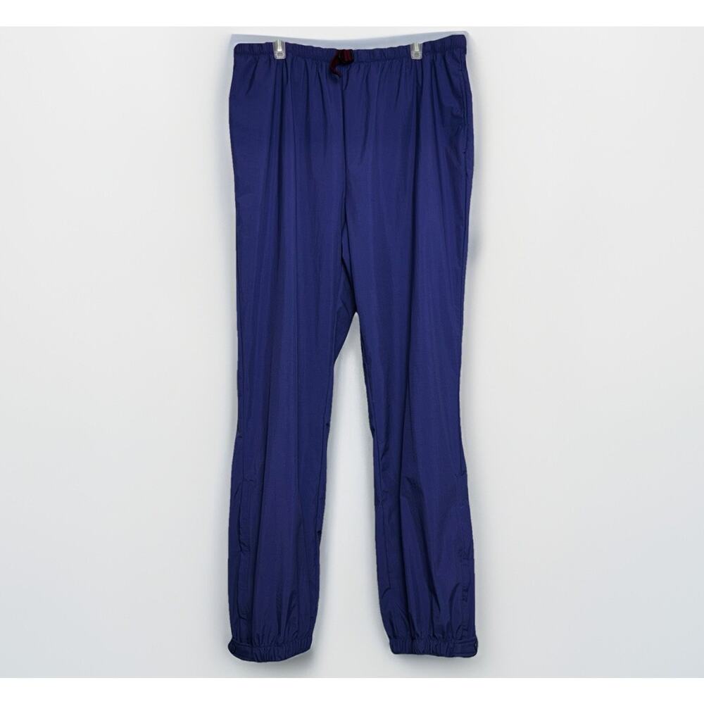 VTG 90s‎ Columbia Blue Purple Belted Snap Ankle Wind Track Pants Cover Shell XXL